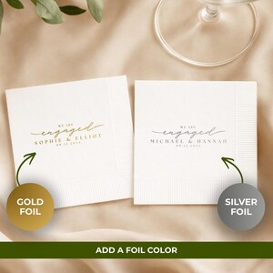 Engagement Napkins | We Are Engaged | Personalized Paper Wedding Napkins, Custom Cocktail or Luncheon Napkins for Engagement Party & Event