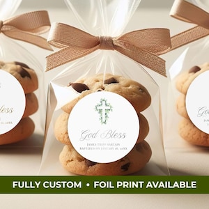 Custom Baptism Stickers | Personalized Baptism Favors | Christening Cookie Box Stickers | First Holy Communion & Confirmation Favor Labels