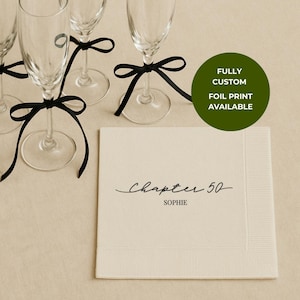 Servilletas para 50 cumpleaños (Capítulo 50): servilletas de cumpleaños personalizadas para cualquier edad. Servilletas de papel personalizadas para cócteles o almuerzos.