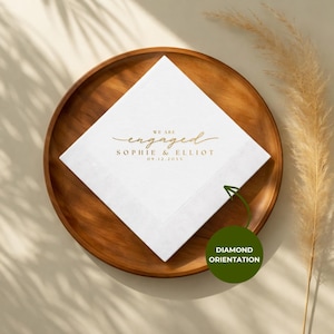 Engagement Napkins | We Are Engaged | Personalized Paper Wedding Napkins, Custom Cocktail or Luncheon Napkins for Engagement Party & Event