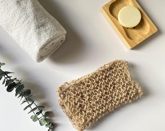 Natural Exfoliating Wash Cloth – Hand Knitted Jute Scrubber, Eco-Friendly Shower Cloth, Zero Waste Bath Accessory