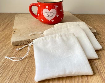 Reusable Tea Bags Set of 3 | Unbleached Cotton Muslin | Eco Friendly Tea Strainer | Herbal Tea | Zero Waste | Washable & Durable