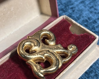 Sonia Rykiel 90's SR Letter Brooch . French Vintage Costume Jewelry . Classic Designer Pin