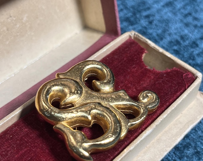 Sonia Rykiel 90's SR Letter Brooch . French Vintage Costume Jewelry . Classic Designer Pin