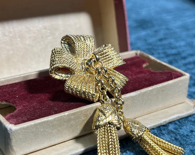 Sonia Rykiel 90's Gold Floral Tassel Brooch . French Vintage Designer Costume Jewelry