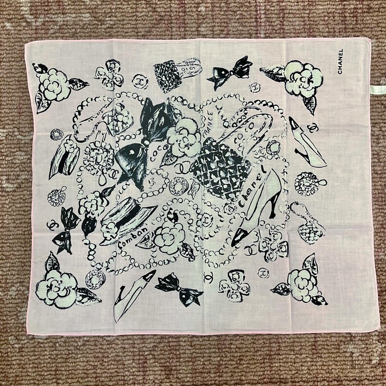 Vintage CHANEL Cotton Scarf Set, 1993 Italian Designer Trio image 12