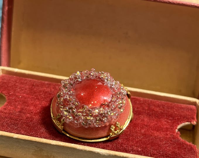 Signed Limoges Copper Enamel Brooch – French Art Glass Jewelry