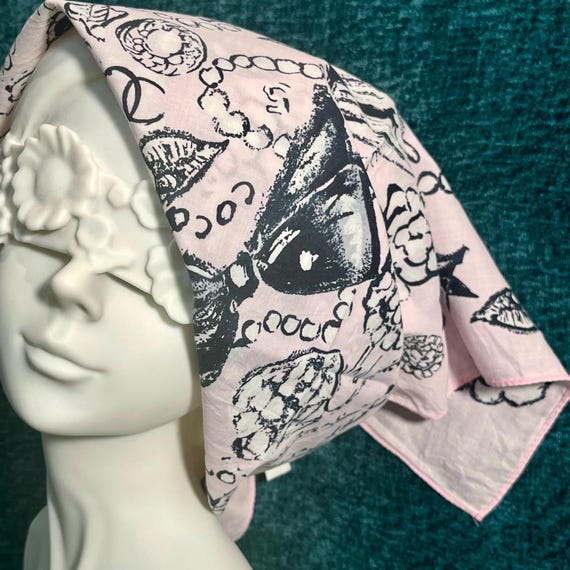 Vintage CHANEL Cotton Scarf Set, 1993 Italian Designer Trio