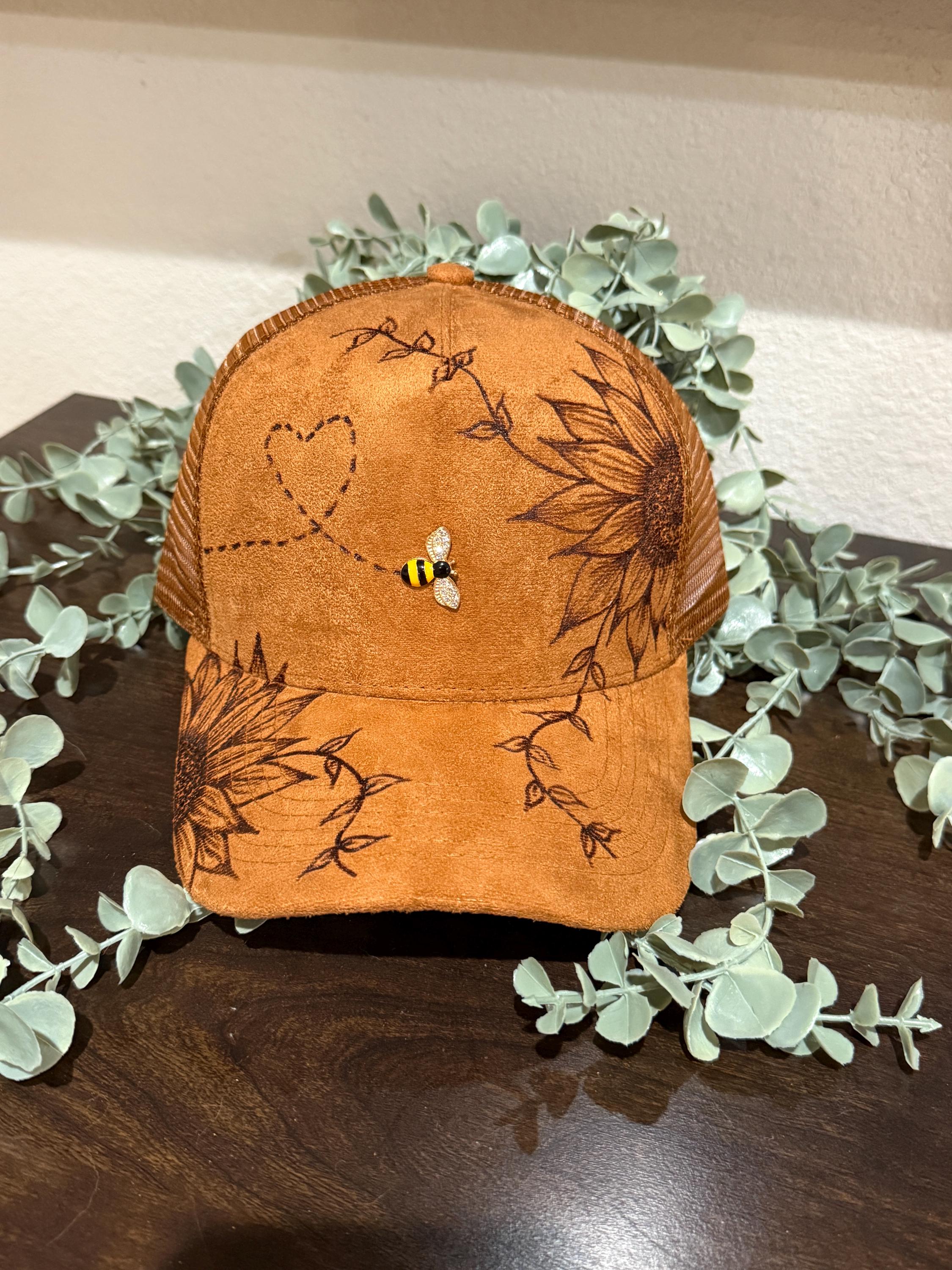 Custom burned bee hat Burned Hat Bee - Etsy main image 4