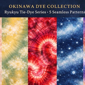 Tie-dye Bohemian Shibori Naadloos Patroonpakket met 5 Ontwerpen | Okinawa Tie-dye Digitaal Papierpakket | Stoffen Achtergronden voor Commercieel Gebruik