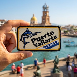 Puerto Vallarta Mexico Embroidered Patch – Marlin Travel Souvenir for Jacket Backpack Hat