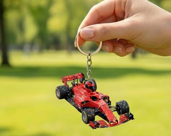Personalized Formula 1 Car Keychain – Custom Name Red Race Car Keyring, F1 Racing Fan Gift, Motorsport Charm