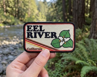 Eel River California Embroidered Patch – Trillium Flower Travel Souvenir for Jacket Backpack Hat