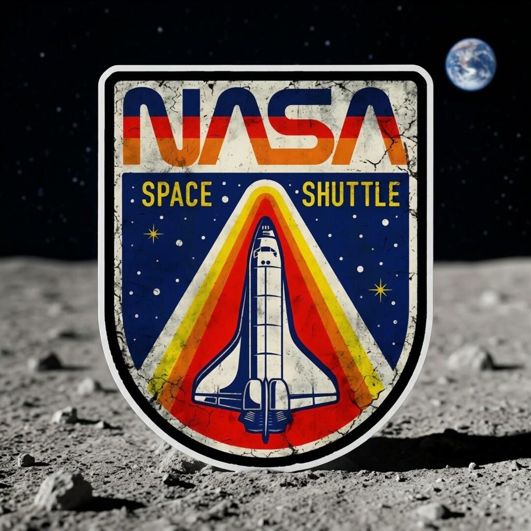 Shuttle Sticker Wrapping Nasa Space Shuttle Sticker Retro Rocket Launch Patch Style Vinyl Decal ...