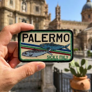 Palermo Sicily Italy Embroidered Fish Patch – Travel Souvenir for Jacket Backpack Hat