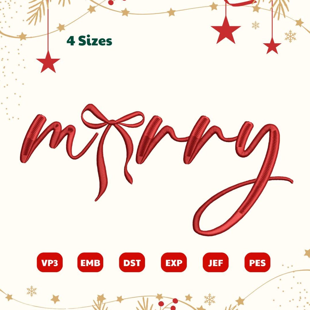 Merry Ribbon Embroidery Design (digital Download) - Etsy