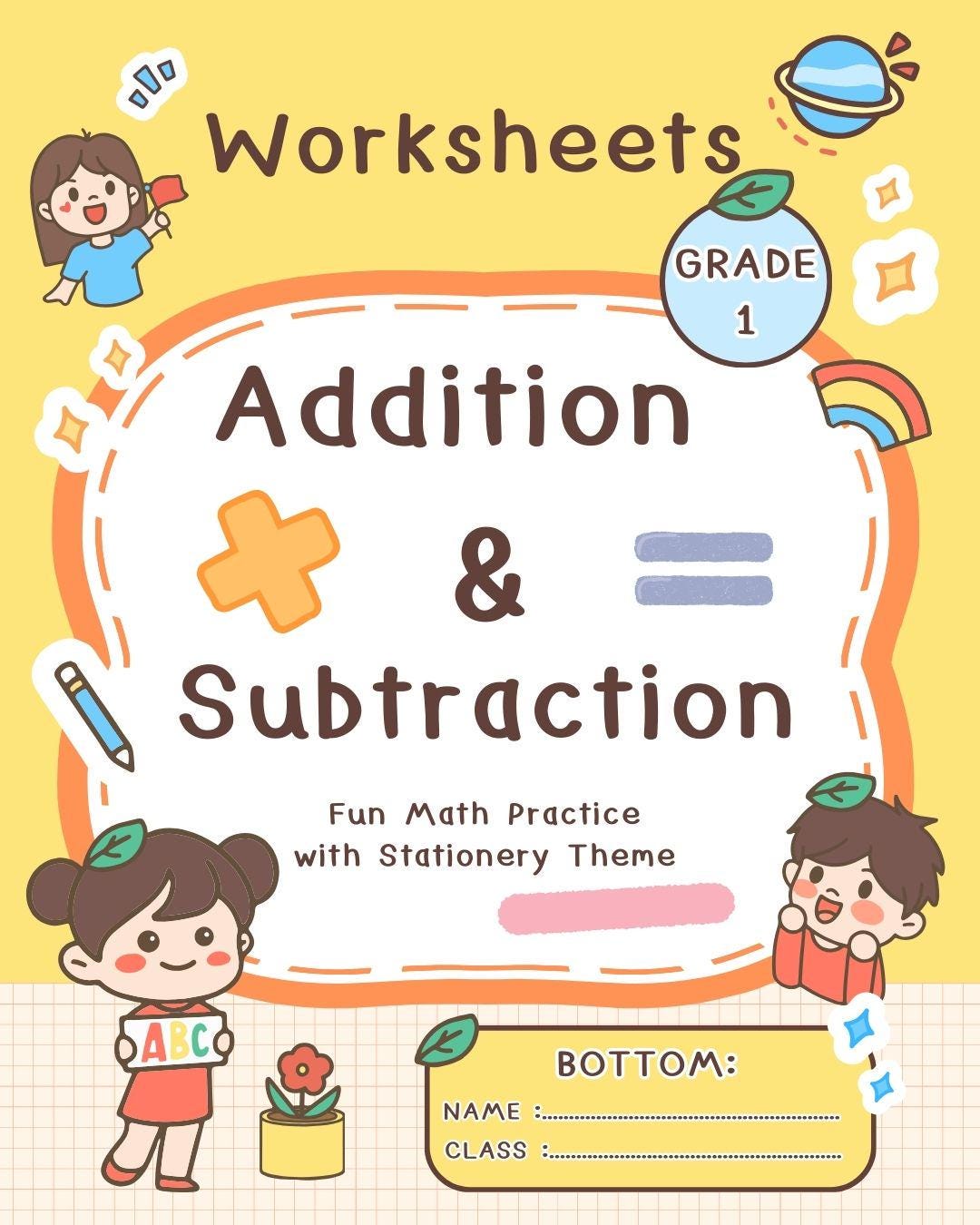 Addition and Subtraction Worksheets Grade 1 Printable Math Workbook