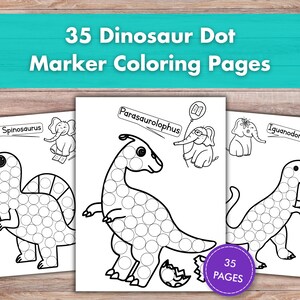 Dinosaurier Dot Marker Malseiten, 35 Seite Do A Dot Aktivität für Kleinkinder, Vorschule und Vorschulkinder, Kindergarten Arbeitsblätter, Belegtes Buch