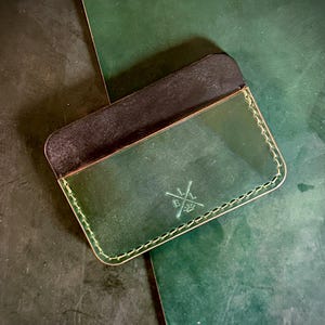 Cardholder Wallet in Horween Shell Cordovan + Horsebutt Leather (Black + Green)