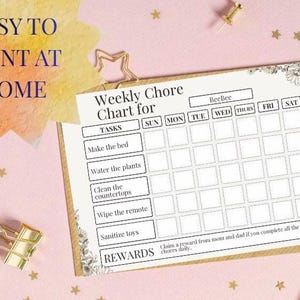 Weekly Chore Chart Printable for Kids | Editable Template | Floral Responsibility Chart | BeeBee’s Botanicals