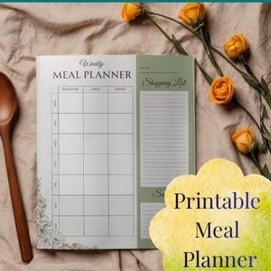 Afdrukbare weekplanner | Maaltijdplanningssjabloon met boodschappenlijstje | BeeBee's Botanicals