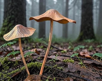 Metal Mushroom Garden Stakes – Rustic Outdoor Decor – Set of 2 Mushrooms