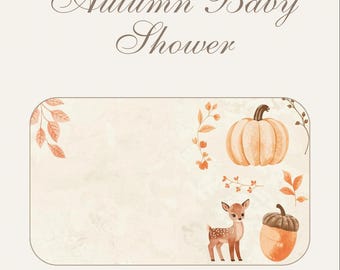 Autumn Baby Shower Invitation: Watercolor Pumpkin, Leaves (Digital Download)