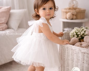 Romperjurkje tule baby, strikbandjes, verjaardagsoutfit