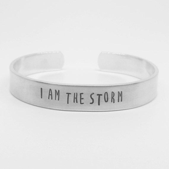 I am the storm: hand stamped aluminum motivational cuff | Etsy