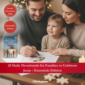 25 Daily Family Bible Devotionals Christmas Advent | Scripture Reflections Discussion Questions & Prayer | Printable PDF Devotional