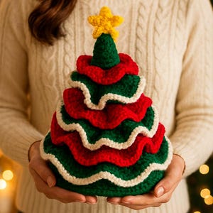 Gehäkelter Weihnachtsbaum mit Rüschen | Häkelstern | Gehäkelter Baum | Sofort-Download-Anleitung | PDF-Anleitung für Weihnachtsdeko | Häkelanleitung