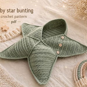 Bunting Crochet Baby Star Onesie Pattern PDF, Newborn Starfish Starsuit Pattern, Hooded Star baby Cocoon Crochet Pattern, Infant Sack, Wrap
