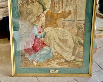 Tapiz de panel de punto de aguja y petit point temprano