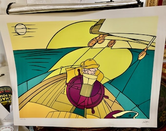 Valerio Adami lithograph "The Sailor" stamped & signed