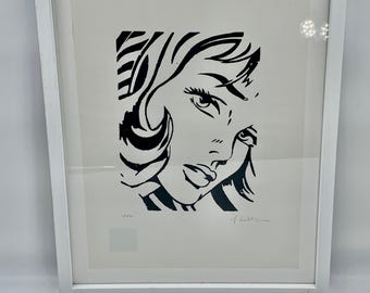 Print Signed Roy Lichtenstein "Girl with Hair Ribbon"