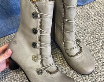 Brako Anatomic Gray Leather Victorian Boots Size EU 36 US 6
