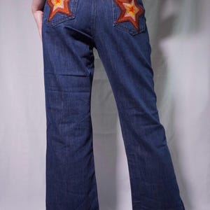 M.i.h Jeans High Rise Flare Jeans | Embroidered Star Pockets, Rigid Denim W29/W30 image 6