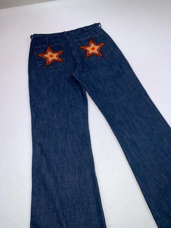 M.i.h Jeans High Rise Flare Jeans | Embroidered Star Pockets, Rigid Denim W29/W30