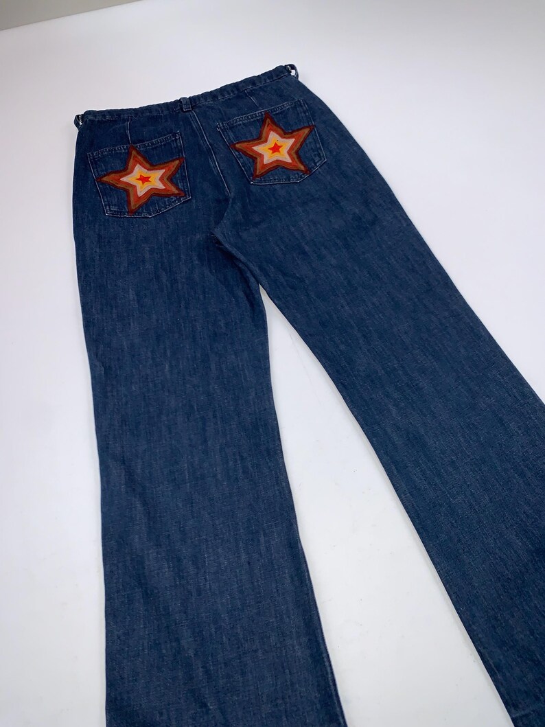 M.i.h Jeans High Rise Flare Jeans | Embroidered Star Pockets, Rigid Denim W29/W30 image 12