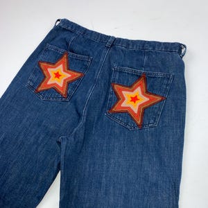 M.i.h Jeans High Rise Flare Jeans | Embroidered Star Pockets, Rigid Denim W29/W30 image 11