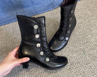 Brako Anatomic Black Leather Victorian Boots Size EU 36 US 6