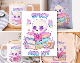 Spicy Books and Coffee PNG, Booktok Design (Digital Download)