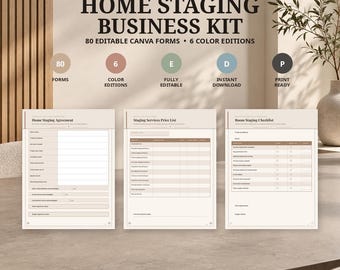 Home Staging Business Kit, 80 Editable Forms, 6 Color Editions, Editable in Canva, Instant Download