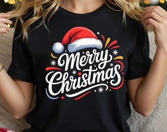 Merry Christmas Santa Hat Design | Holiday Clipart (Digital Download)