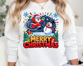 Santa Snowman Christmas Clipart, Festive Holiday Graphic (svg, png, eps, pdf)