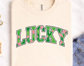 Lucky Shamrock SVG, St Patricks Day Shirt Design, Clover Cut File (png eps pdf)