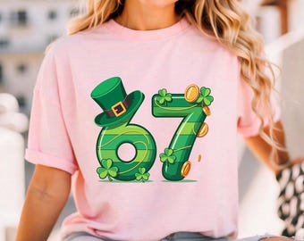 Lucky 67th Birthday SVG, St Patrick's Day Shamrock Design (PNG, SVG)
