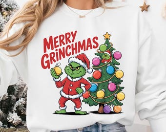 Merry Grinchmas Christmas Grinch PNG, Funny Grinch Santa Shirt Design, Holiday Cartoon Christmas SVG, Cricut Cut File