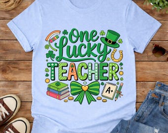 One Lucky Teacher St. Patrick's Day svg, Shamrock Classroom Shirt Design (png, eps, pdf)