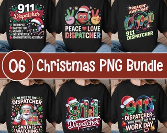 911 Dispatcher Christmas SVG PNG Bundle: Santa Shirt Designs (Digital Download)